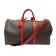 SAC DE VOYAGE LOUIS VUITTON KEEPALL 50 BANDOULIERE MONOGRAM CUIR ROUGE BAG 2350€