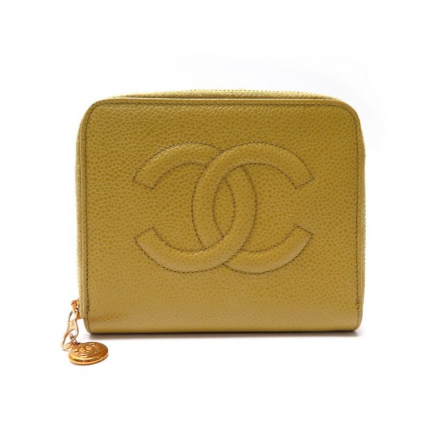 VINTAGE PETIT PORTEFEUILLE CHANEL ZIPPE LOGO CC CUIR CARTES CAVIAR WALLET 1120€