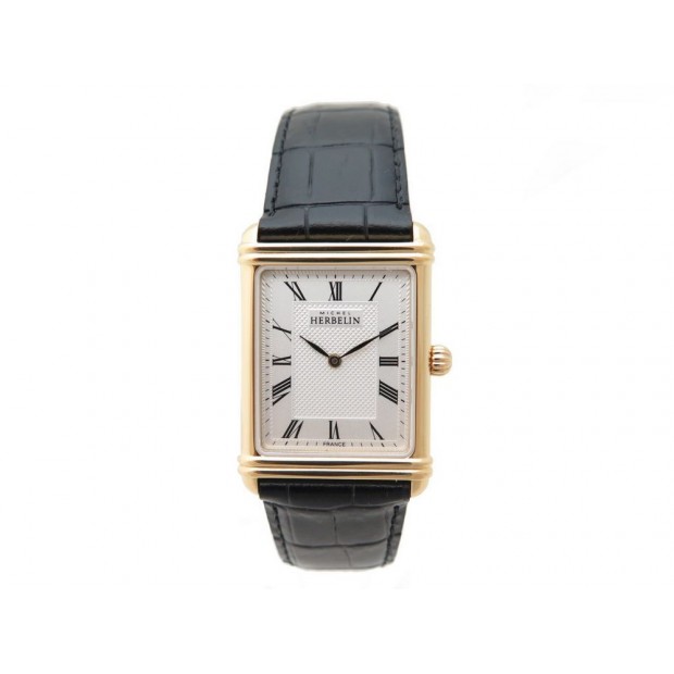 NEUF MONTRE MICHEL HERBELIN ART DECO 17468 QUARTZ CLASSIC ACIER DORE WATCH 350€