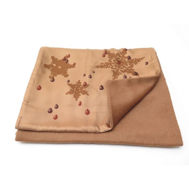 ECHARPE REVERSIBLE HERMES FLOCONS DE NEIGE EN SOIE & ANGORA MARRON SCARF 545€