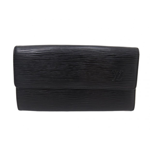 VINTAGE PORTEFEUILLE LOUIS VUITTON SARAH CUIR EPI NOIR BLACK LEATHER WALLET 645€