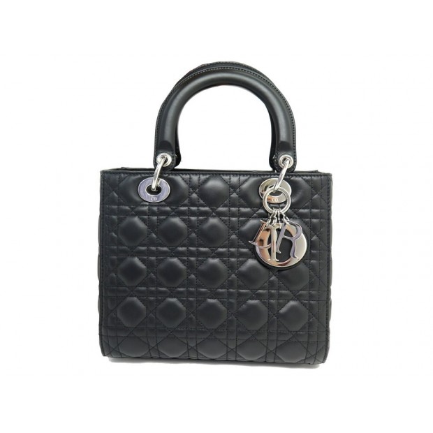 NEUF SAC A MAIN CHRISTIAN DIOR LADY MEDIUM EN CUIR NOIR M0565ONGE HANDBAG 5900€