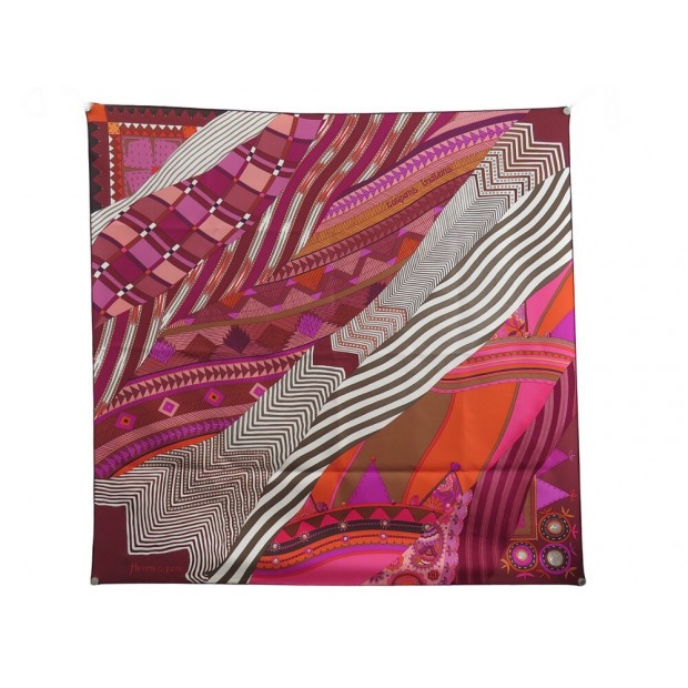 NEUF FOULARD HERMES COUPONS INDIENS CARRE 90 EN SOIE MULTICOLORE SCARF SILK 495€