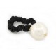 NEUF ACCESSOIRE CHEVEUX CHANEL CHOUCHOU PERLE LOGO CC ELASTIQUE NOIR BOITE 500€