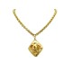 COLLIER CHANEL PENDENTIF LOGO CC & CHAINE EN METAL DORE GOLDEN NECKLACE 680€