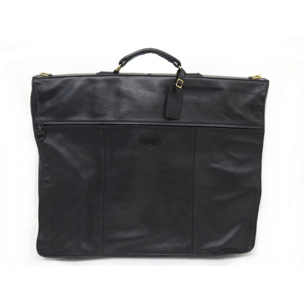 PORTE COSTUMES LONGCHAMP EN CUIR GRAINE NOIR VETEMENTS CLOTHES HOLDER BAG 700€