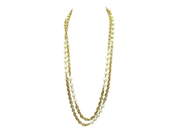  collier chanel sautoir perles double rangs 92