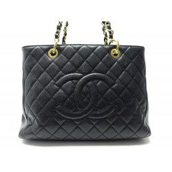 SAC A MAIN CHANEL SHOPPING BAG GM EN CUIR CAVIAR MATELASSE NOIR HANDBAG 6300€