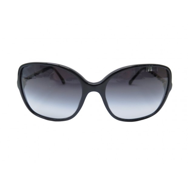 LUNETTES DE SOLEIL CHANEL CARREES C5210Q NOIR CHAINE CUIR BOITE SUNGLASSES 440€