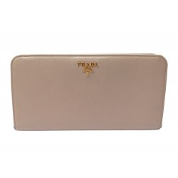 PORTEFEUILLE PRADA COMPAGNON CUIR SAFFIANO ROSE PORTE MONNAIE CARTE WALLET 740€