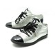 CHAUSSURES CHANEL LOGO CC G25313 36 BASKETS EN CUIR ARGENTE SNEAKERS SHOES 1150€