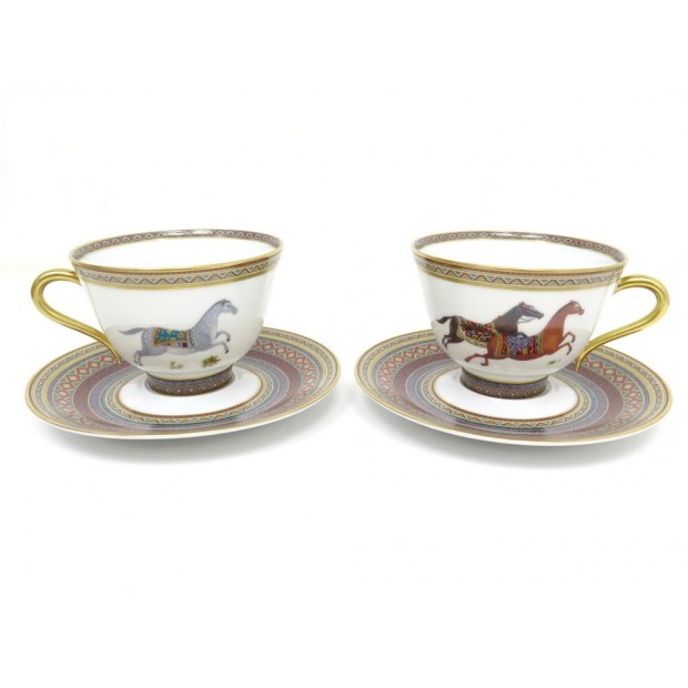 LOT HERMES 2 TASSES A THE ET SOUCOUPES CHEVAL D'ORIENT P009884P PORCELAINE 800€