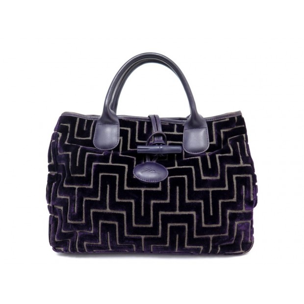 SAC A MAIN LONGCHAMP CABAS ROSEAU 1681482261 VELOURS VIOLET VELVET HAND BAG 490€