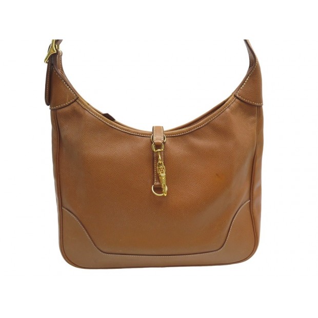 VINTAGE SAC A MAIN HERMES TRIM 31 CUIR COURCHEVEL GOLD LEATHER HAND BAG 4730€