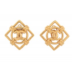 VINTAGE BOUCLES D'OREILLES CHANEL LOGO CC LOSANGES DE CASTELLANE 1990 EARRINGS