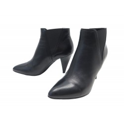 CHAUSSURES CELINE CROPPED CHELSEA 38 BOTTINES CUIR NOIR + BOITE ANKLE BOOTS 990€