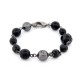 BRACELET CHANEL PERLES NOIRES 17.5 METAL ARGENTE SILVER STEEL STRAP BANGLE 650€