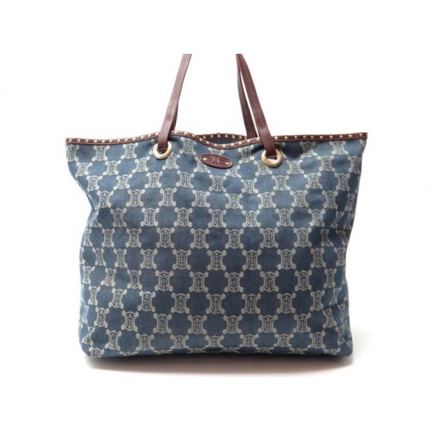 SAC A MAIN CELINE CABAS EN TOILE JEAN BLEU MONOGRAMME HAND BAG TOTE PURSE 850€