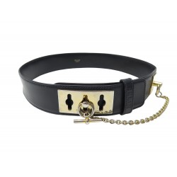 VINTAGE CEINTURE CELINE COLLIER DE CHIEN T 70 CUIR BOX BLEU LEATHER BELT 590€