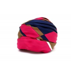 NEUF CHAPEAU CHRISTIAN DIOR TURBAN EN SOIE ROSE BLEU PINK BLUE SILK HAT 490€