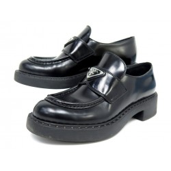 CHAUSSURES PRADA MOCASSINS CHOCOLATE 1D246M 37 EN CUIR NOIR LEATHER SHOES 930€