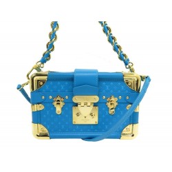 SAC A MAIN LOUIS VUITTON PETITE MALLE EN CUIR NANOGRAM TURQUOISE HAND BAG 5900€