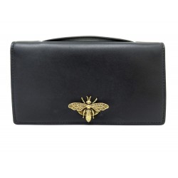 PORTEFEUILLE DIOR ABEILLE M3426CVZR POCHETTE SAC EN CUIR NOIR WALLET BAG 1300€