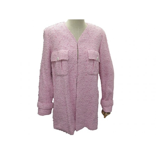 NEUF VESTE CHANEL BOUTONS LOGO CC P70047V61540 S 36 EN TWEED ROSE JACKET 6000€