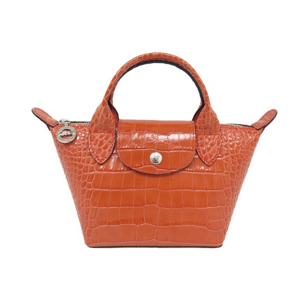 NEUF SAC A MAIN LONGCHAMP LE PLIAGE XS L1500HVC CUIR FACON CROCO HAND BAG 390€