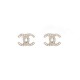 NEUF BOUCLES D'OREILLE CHANEL PUCES PUCES LOGO CC STRASS & PERLES + BOITE 500€