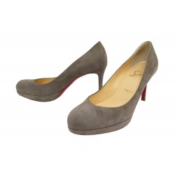 CHAUSSURES CHRISTIAN LOUBOUTIN PRORATA KID ESCARPINS 37 DAIM POCHONS SHOES 695€