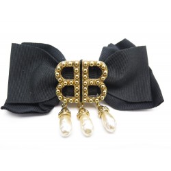 BARRETTE CHEVEUX BALENCIAGA NOEUD ET PERLES NOIR & DORE + BOITE BLACK HAIR CLIP