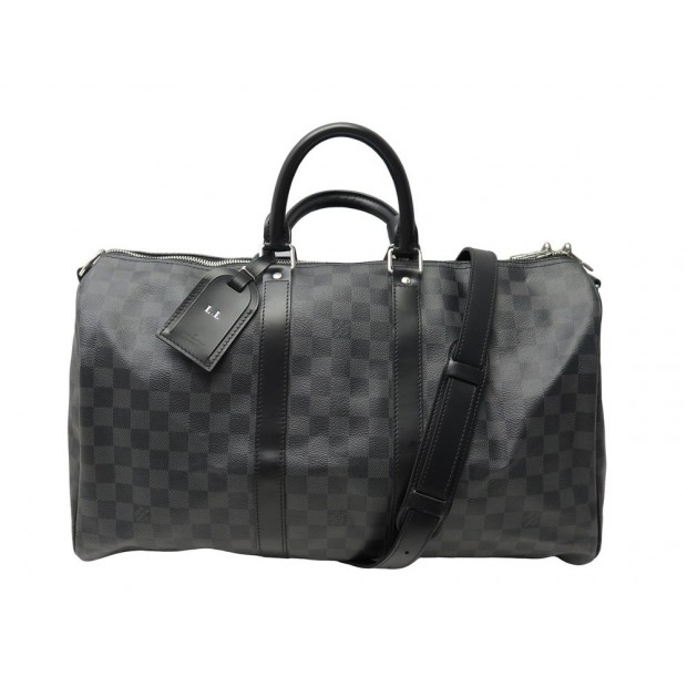 SAC LOUIS VUITTON KEEPALL 45 BANDOULIERE N41418 TOILE DAMIER GRAPHITE BAG 2100€