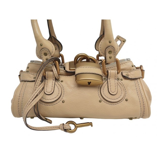 SAC A MAIN CHLOE PADDINGTON PM EN CUIR BEIGE LEATHER SHOULDER BAG PURSE 1295€