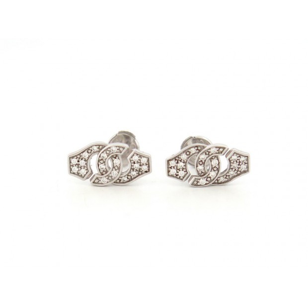 BOUCLES D'OREILLES DINH VAN MENOTTES R8 867422U OR BLANC DIAMANTS EARRINGS 2620€