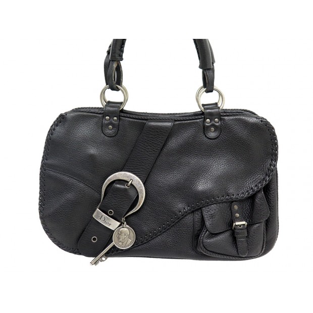 SAC A MAIN CHRISTIAN DIOR GAUCHO CUIR NOIR BLACK LEATHER HAND BAG PURSE 2000€