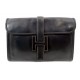 VINTAGE POCHETTE HERMES JIGE PM SAC A MAIN CUIR BOX NOIR 29 CM BAG CLUTCH 1680