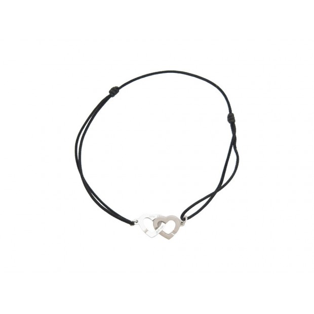 BRACELET DINH VAN COEUR CORDON DOUBLE COEURS R9 345107 11-21 OR BLANC 18K 620€