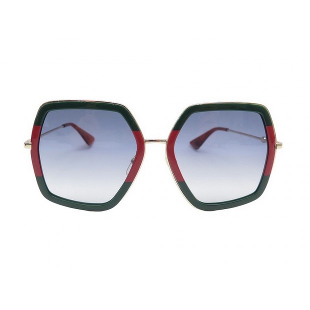 LUNETTES DE SOLEIL GUCCI HEXAGONALE GG0106S EN RESINE BICOLORE SUNGLASSES 390€