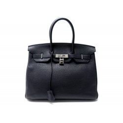 SAC A MAIN HERMES BIRKIN 35 CUIR TOGO NOIR ATTRIBUTS PALLADIES LEATHER HAND BAG