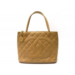 SAC A MAIN CHANEL SHOPPING MEDAILLON EN CUIR CAVIAR BEIGE LEATHER HANDBAG 6000€