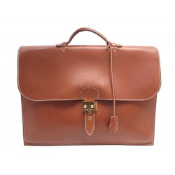 SAC A DEPECHES HERMES SACOCHE 2 SOUFFLETS CUIR BARENIA CARTABLE HAND BAG 6100€