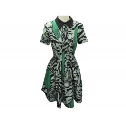 ROBE CINTREE VALENTINO TIGRE Q83VAJB546B 38 M LAINE SOIE VERT GREEN DRESS 4280€