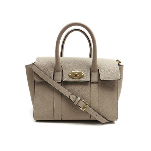 NEUF SAC A MAIN MULBERRY BAYSWATER CUIR GRAINE TAUPE LEATHER HAND BAG PURSE 