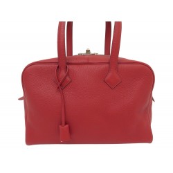 NEUF SAC A MAIN HERMES VICTORIA II 35 CUIR ROUGE GARANCE LEATHER HAND BAG 4250€