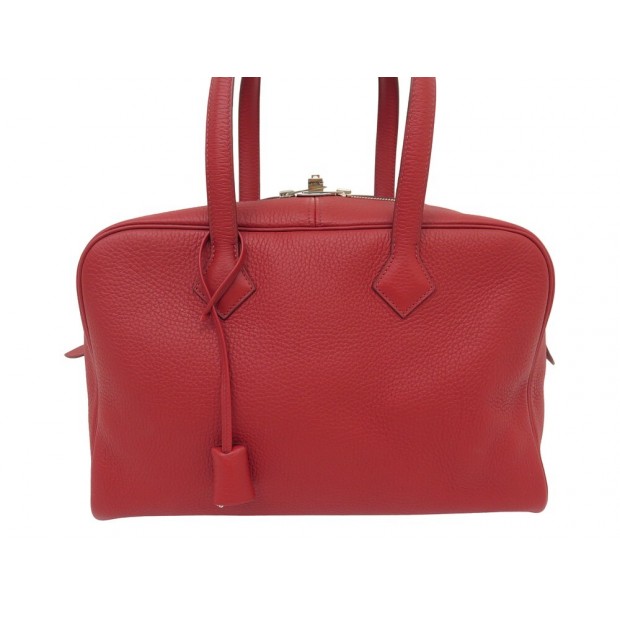 NEUF SAC A MAIN HERMES VICTORIA II 35 CUIR ROUGE GARANCE LEATHER HAND BAG 4250€