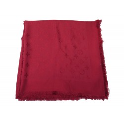 CHALE LOUIS VUITTON MONOGRAM ROUGE POMME D'AMOUR M72237 LAINE SOIE SHAWL 490€