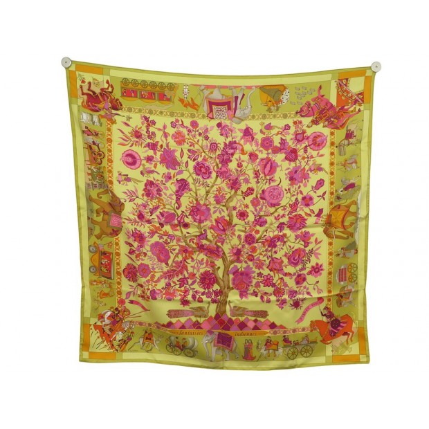 FOULARD HERMES FANTAISIES INDIENNES LOIC DUBIGEON CARRE 90 SOIE SILK SCARF 495€