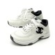 CHAUSSURES CHANEL G38299 36 BASKETS EN TOILE & CUIR BLANC + BOITE SNEAKERS 1250€