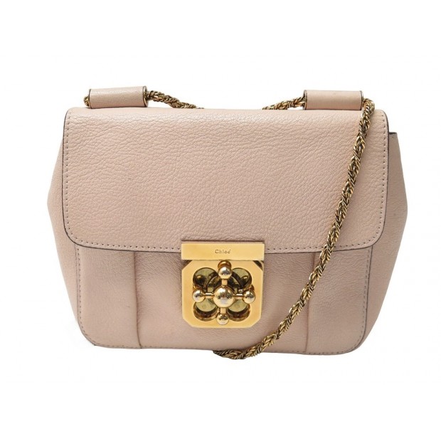 SAC A MAIN CHLOE ELSIE MM CUIR GRAINE VIEUX ROSE BANDOULIERE HANDBAG PURSE 1590€